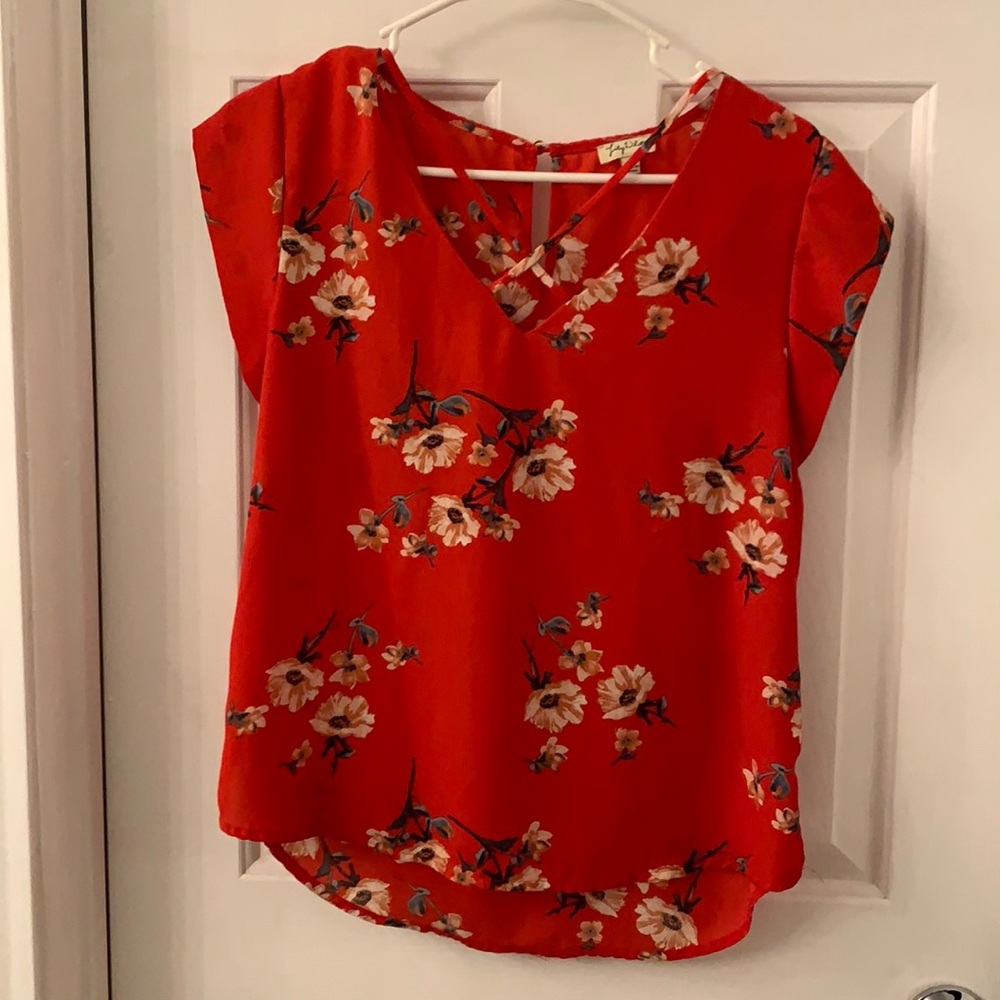 Red floral top